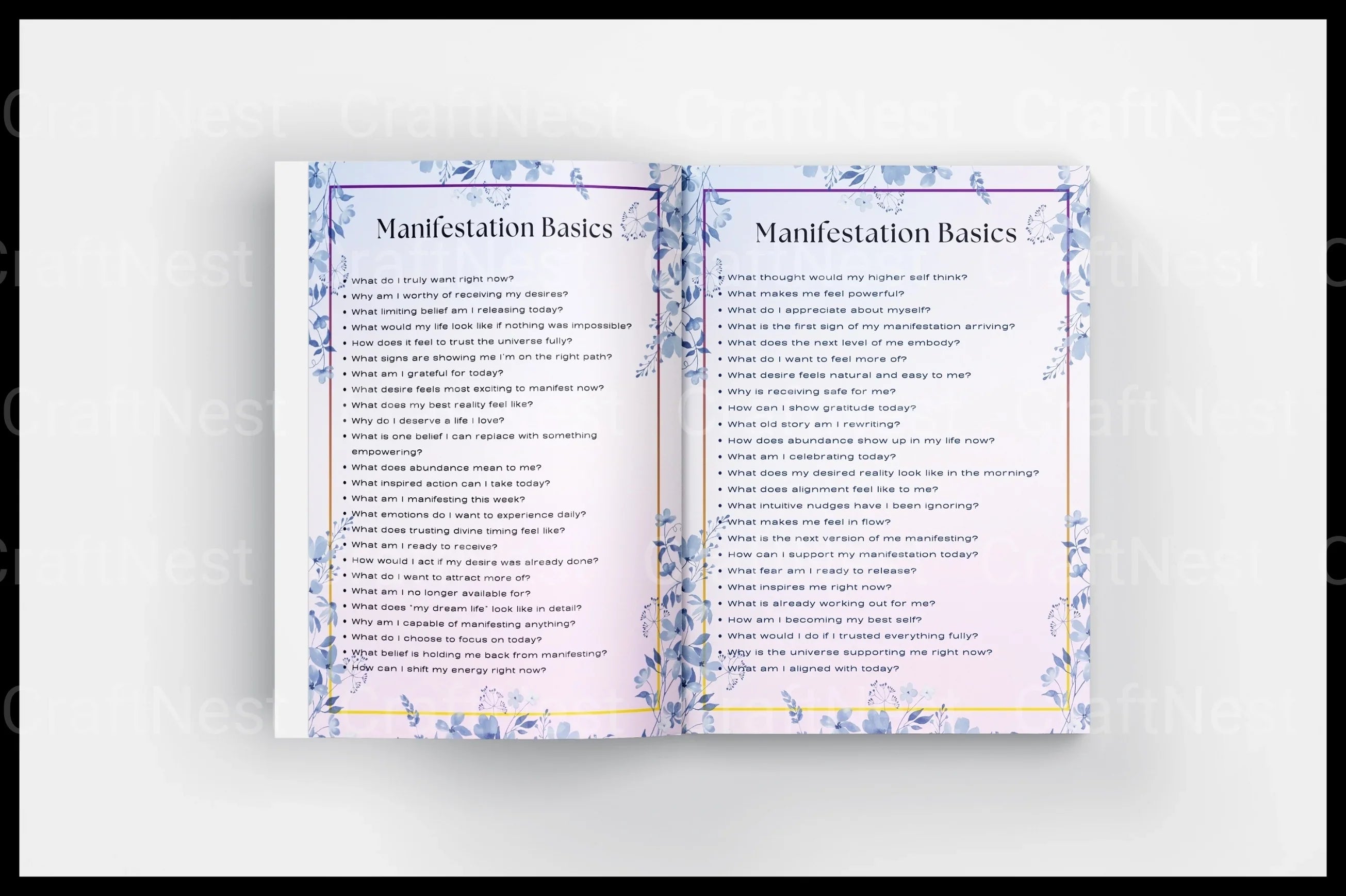 Manifestation Prompts Book for Personal Growth - CraftNest - Digital Crafting and Art