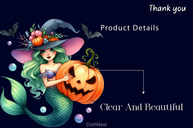 Halloween Mystical Mermaid Girl Clipart Bundle 2 - CraftNest - Digital Crafting and Art