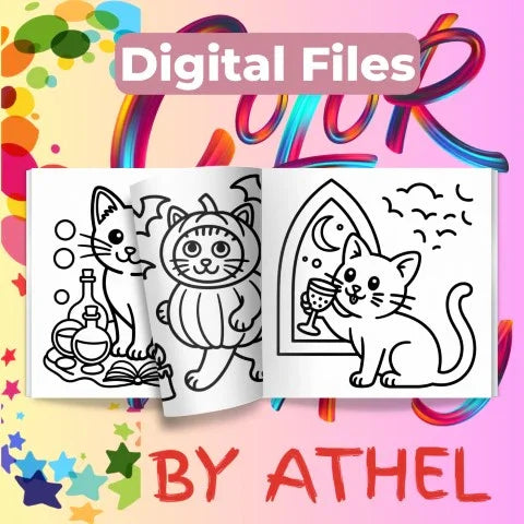 Halloween Cats Coloring Book Bundle - CraftNest - Digital Crafting and Art
