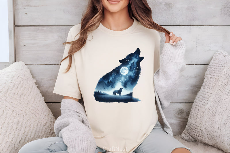 Moon Wolf Howling Clipart Bundle - CraftNest - Digital Crafting and Art
