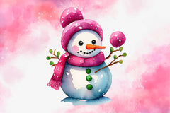 Cute Pink Color Snowman Christmas Clipart Bundle - CraftNest - Digital Crafting and Art