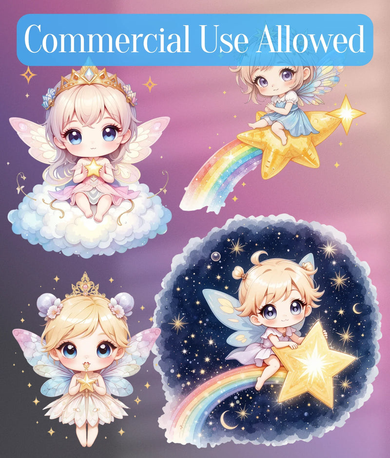 Kawaii Baby Celestial Fairy Clipart Bundle - CraftNest - Digital Crafting and Art