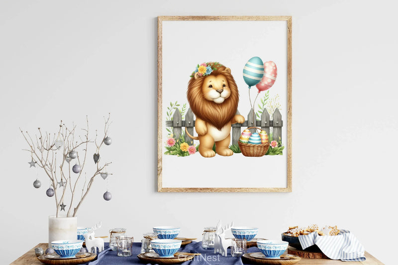 Easter Animals with Fence Clipart Bundle - CraftNest - Digital Crafting and Art