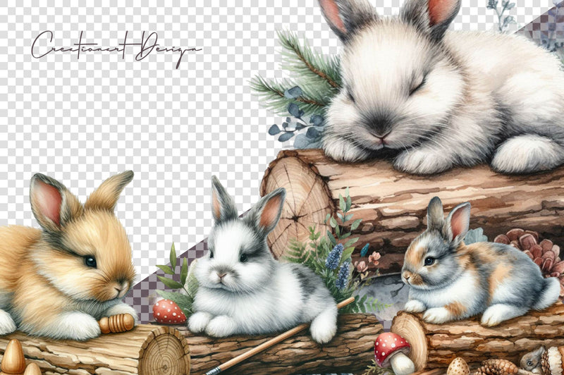 Cute Bunny Clipart Bundle 1 - CraftNest - Digital Crafting and Art