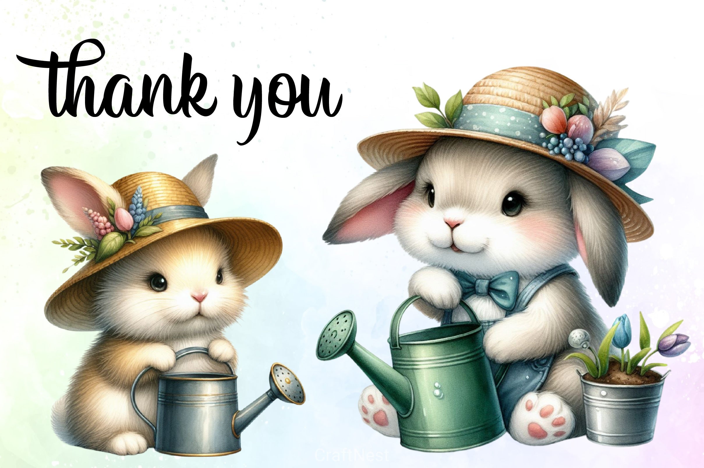 Bunny Flowers Clipart Bundle - CraftNest - Digital Crafting and Art