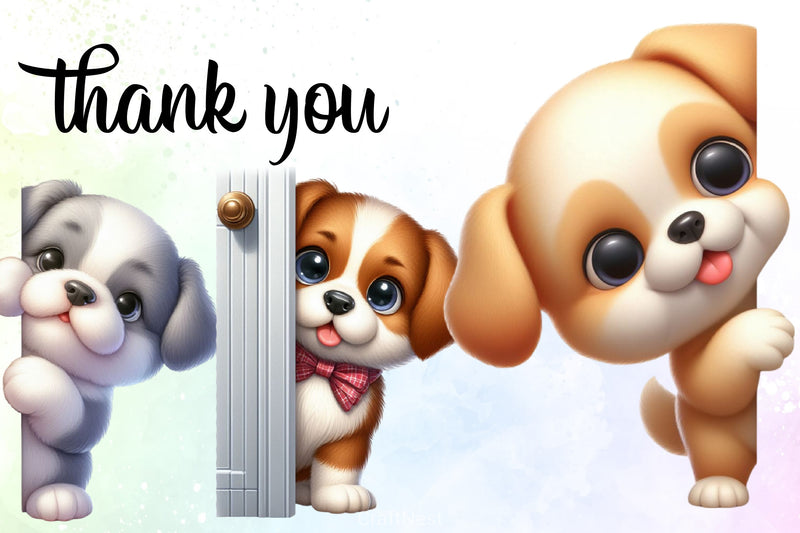 Cute Dog Peeking Clipart Bundle - CraftNest - Digital Crafting and Art