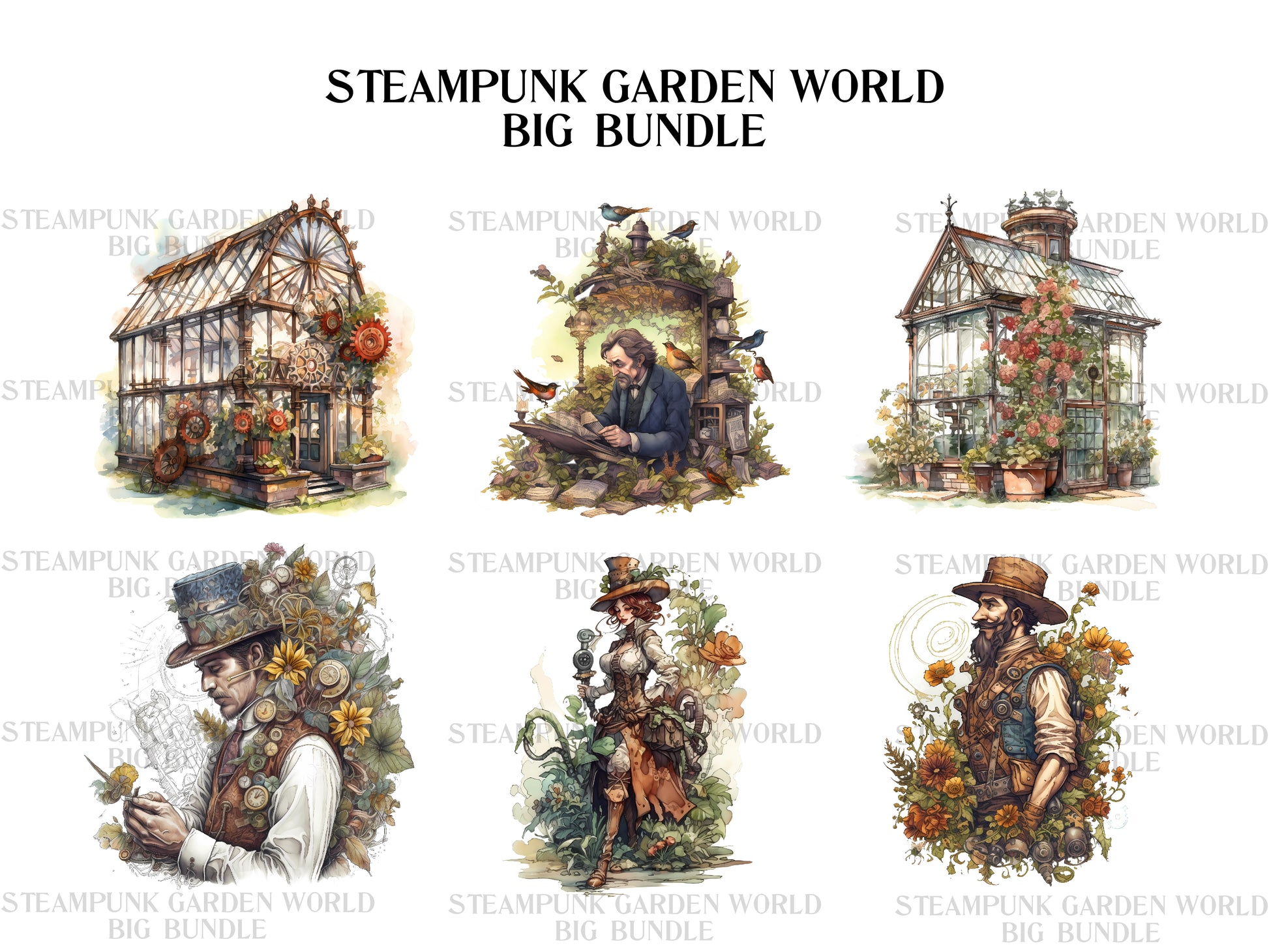 Steampunk Garden World Clipart - CraftNest