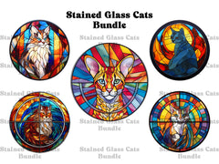 Stained Glass Cats Clipart - CraftNest