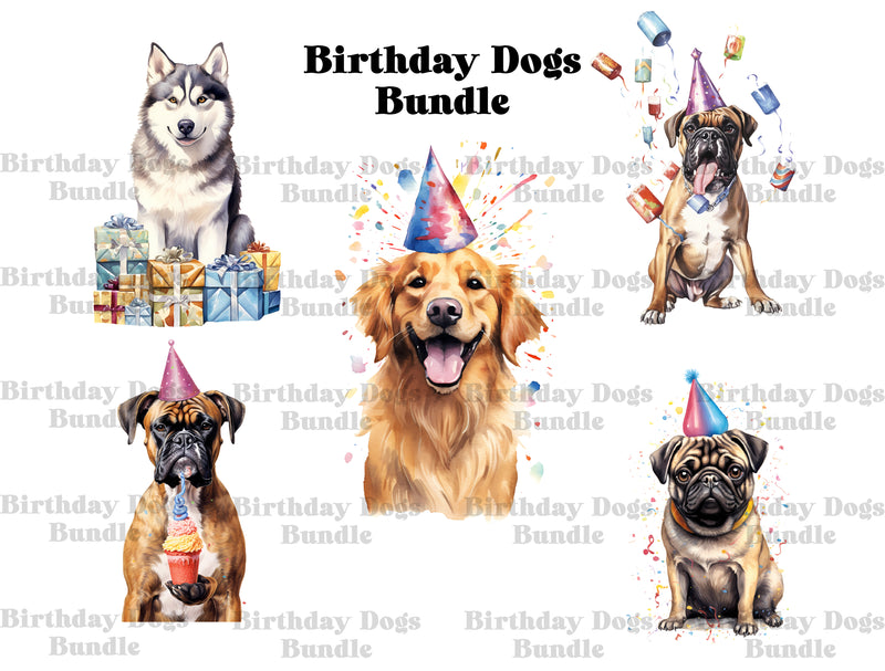 Birthday Dogs Clipart - CraftNest