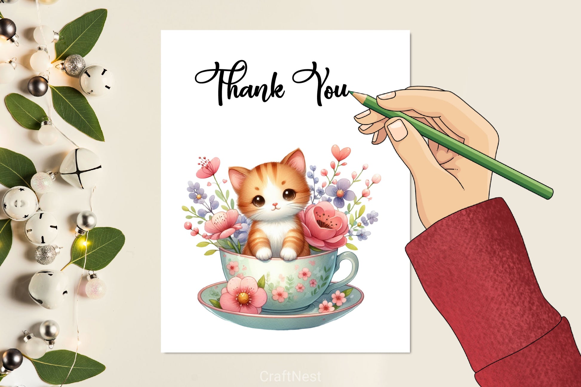 Floral Kitten Cup Clipart Bundle - CraftNest - Digital Crafting and Art