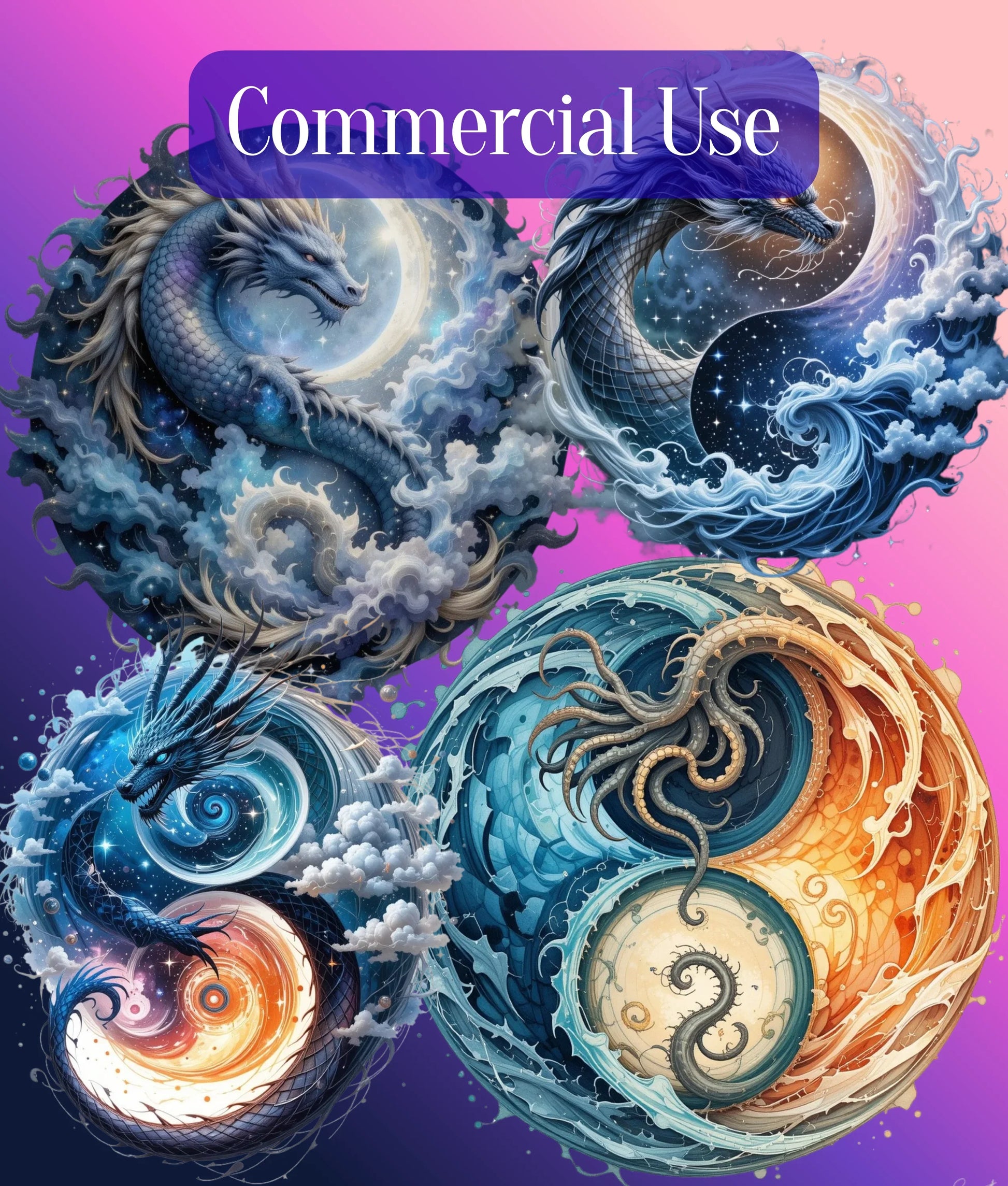 Fantasy Yin Yang Clipart Bundle - CraftNest - Digital Crafting and Art