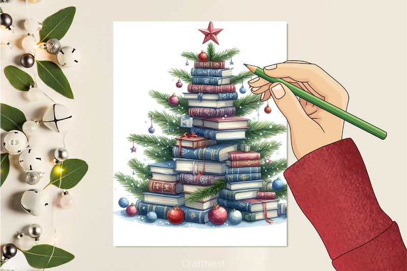 Christmas Book Tree Clipart Bundle - CraftNest - Digital Crafting and Art