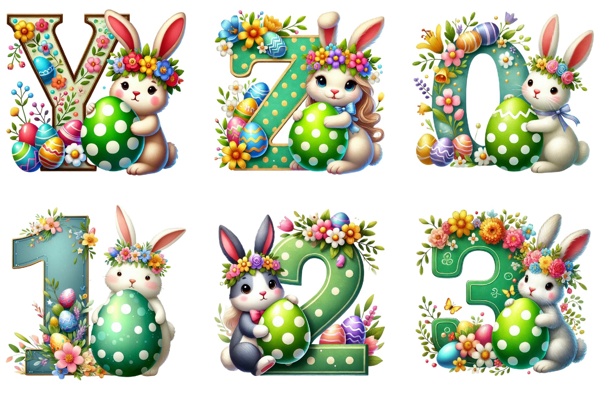 Easter Bunny Alphabet Clipart Bundle 3 - CraftNest - Digital Crafting and Art