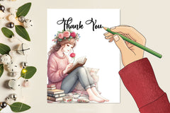 Beautiful Girl Reading Clipart Bundle - CraftNest - Digital Crafting and Art