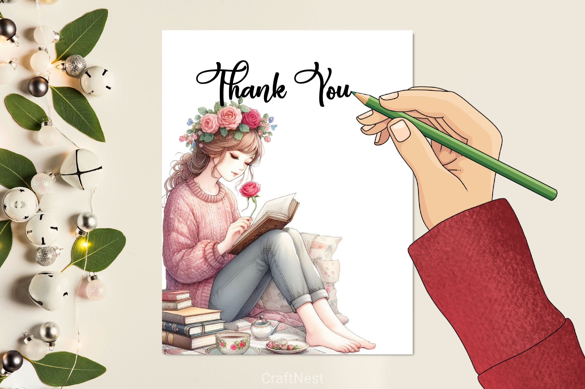 Beautiful Girl Reading Clipart Bundle - CraftNest - Digital Crafting and Art