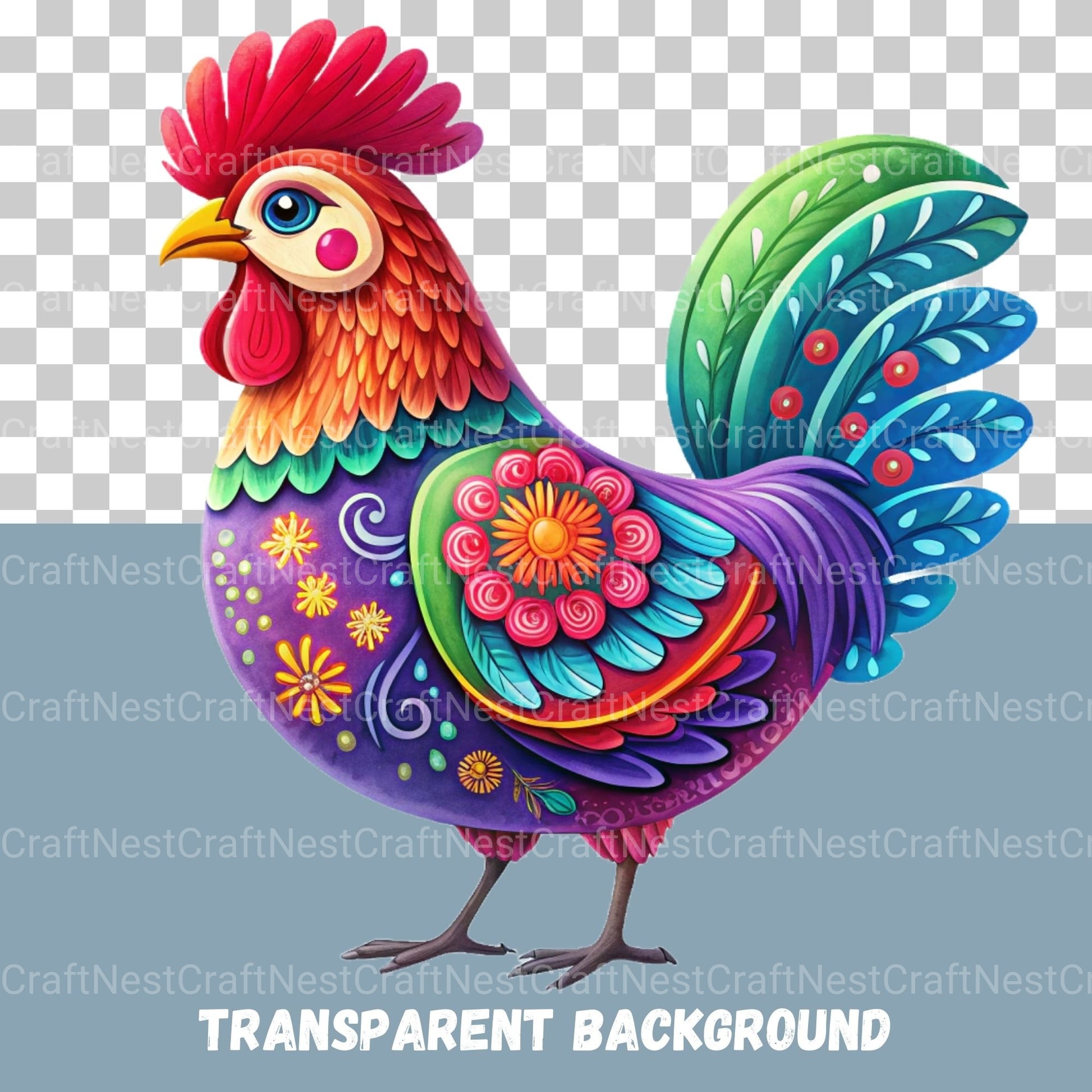 Mexico Inspired Chickens Clipart Bundle - CraftNest - Digital Crafting and Art