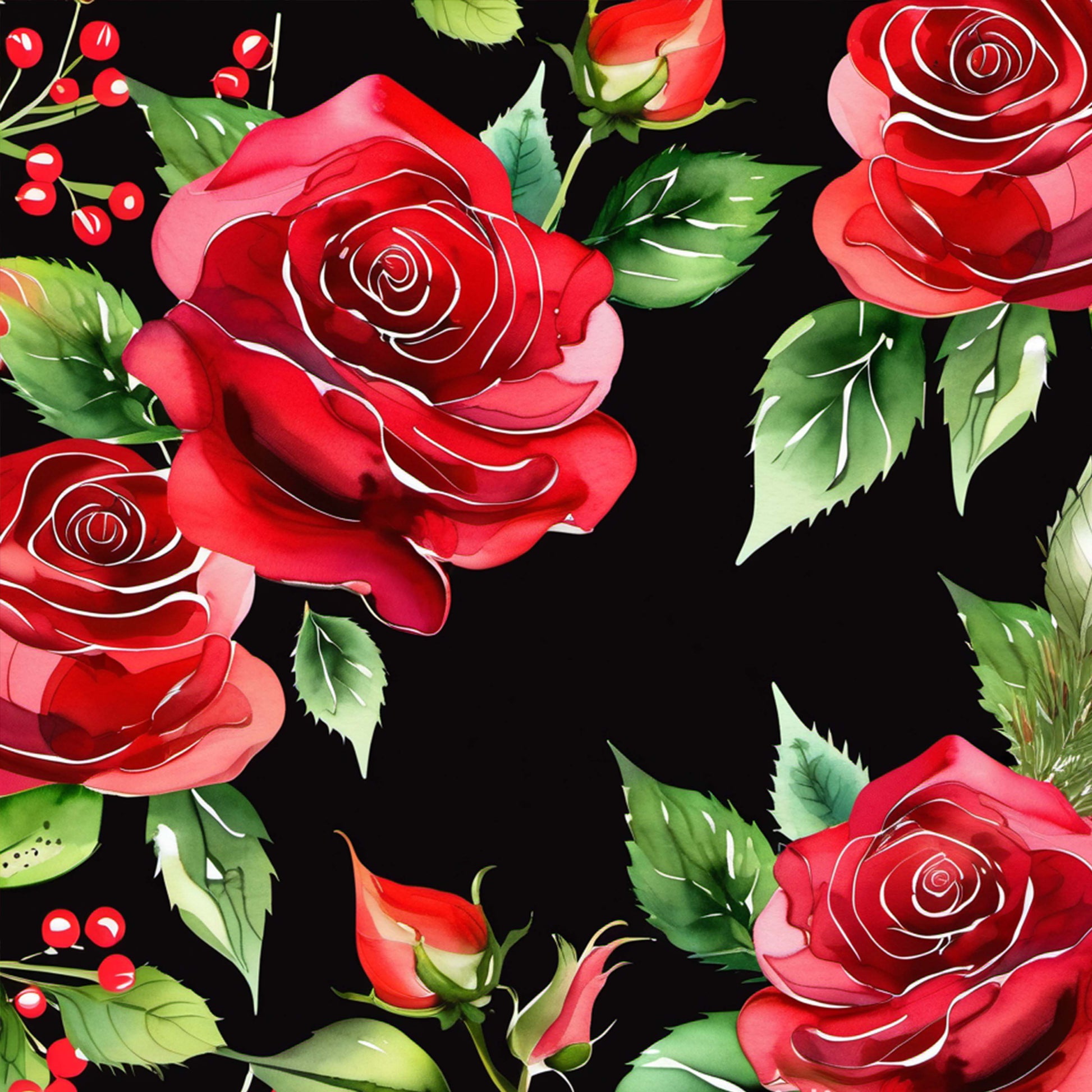 Christmas Roses Seamless Digital Paper - CraftNest - Digital Crafting and Art