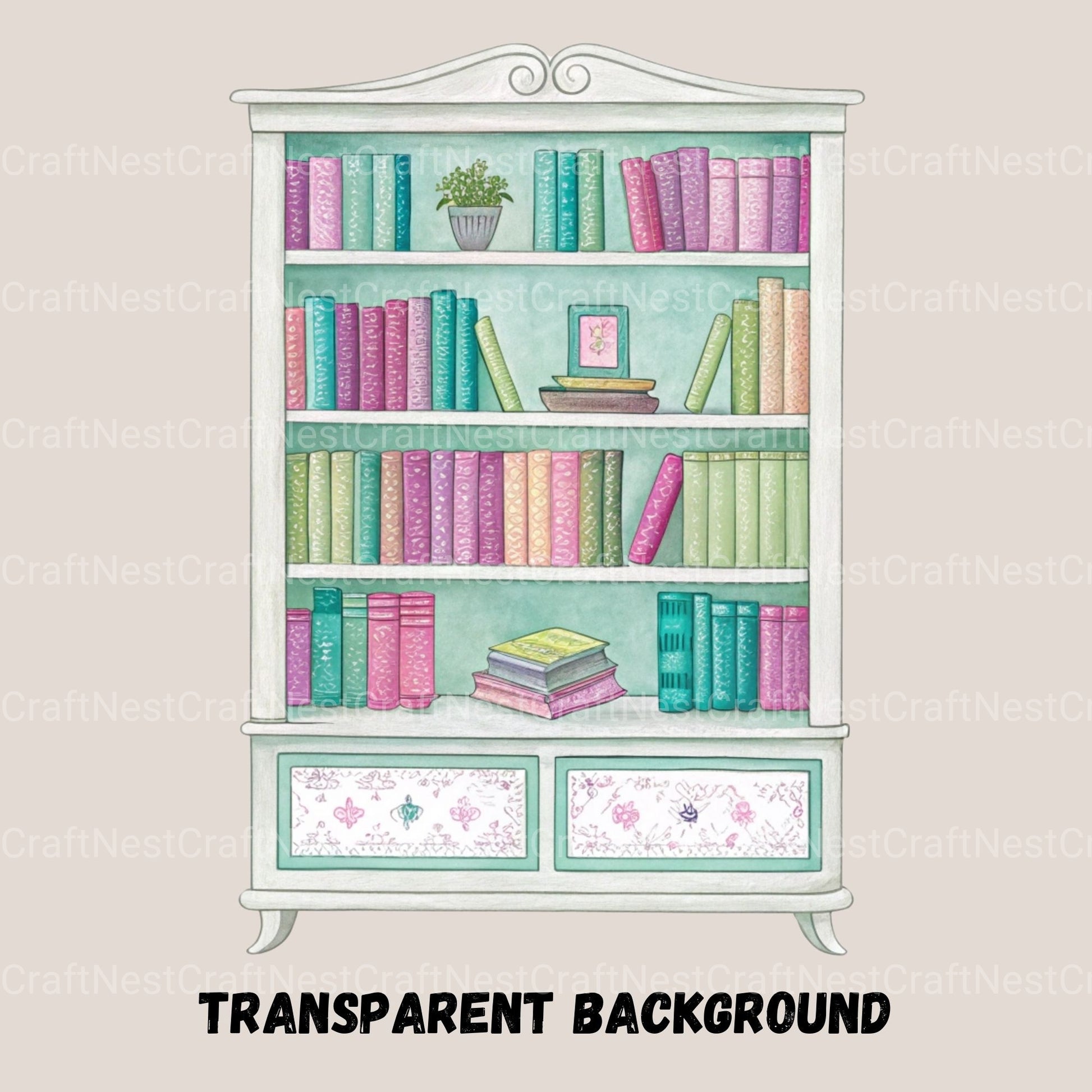 Books & Bookshelves Clipart Bundle - CraftNest - Digital Crafting and Art