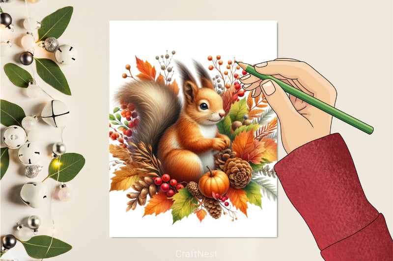 Autumn Squirrel Clipart Bundle 2 - CraftNest - Digital Crafting and Art