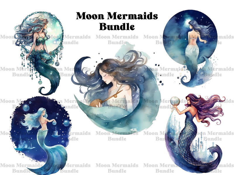 Moon Mermaids Clipart - CraftNest