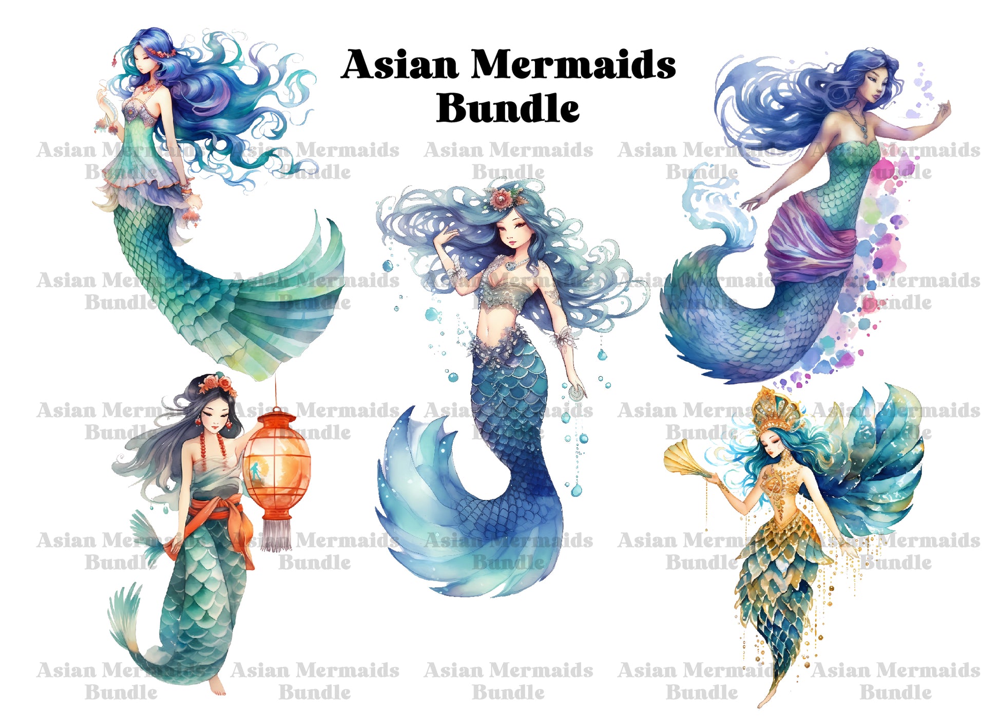 Asian Mermaids Clipart - CraftNest