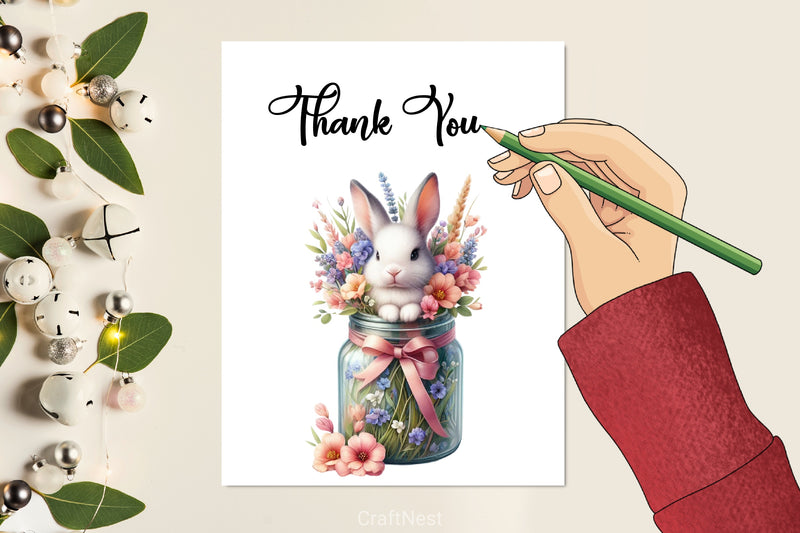 Easter Bunny Flowers Clipart Bundle - CraftNest - Digital Crafting and Art