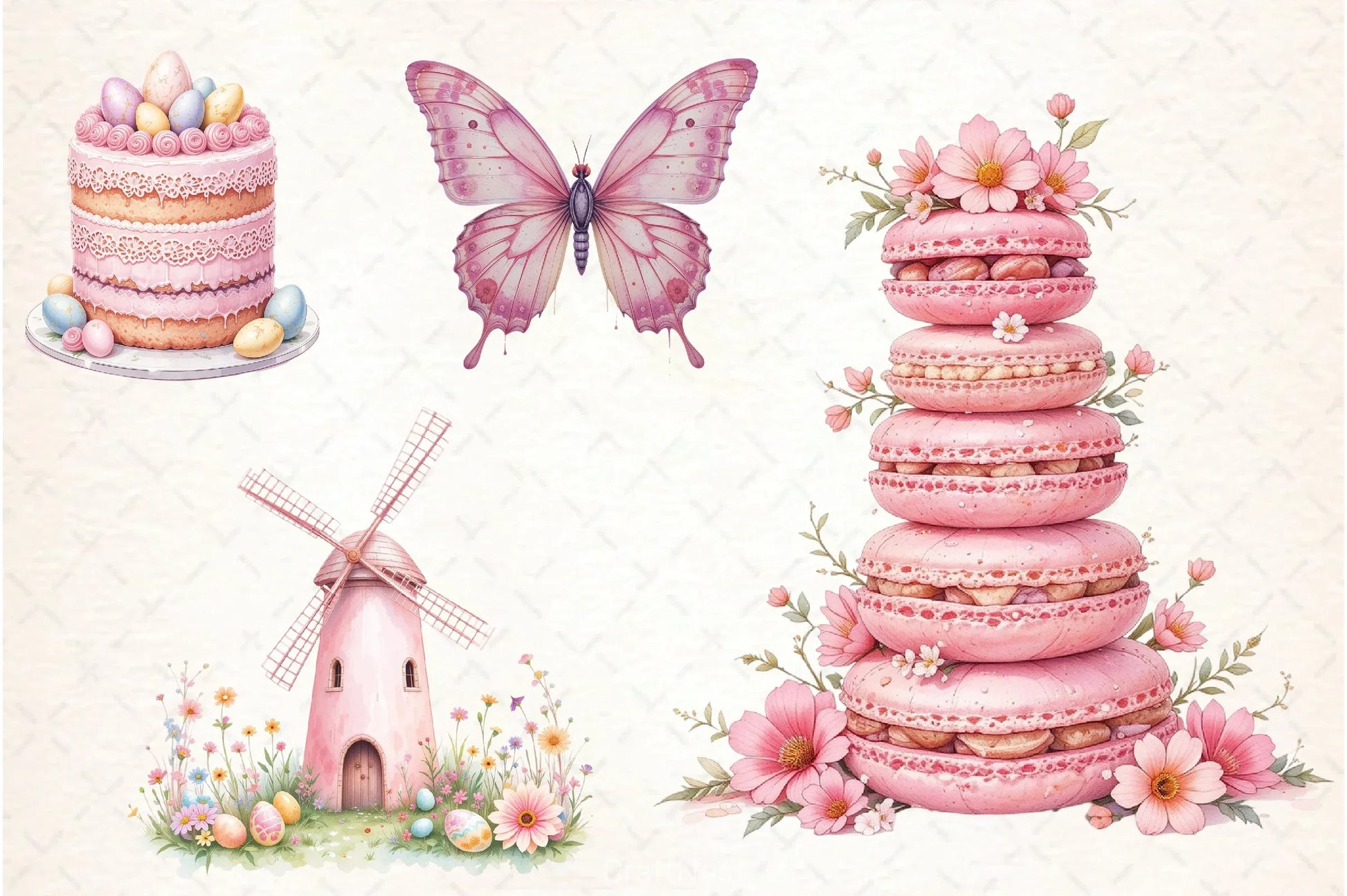 Pink & White Easter Clipart Bundle - CraftNest - Digital Crafting and Art