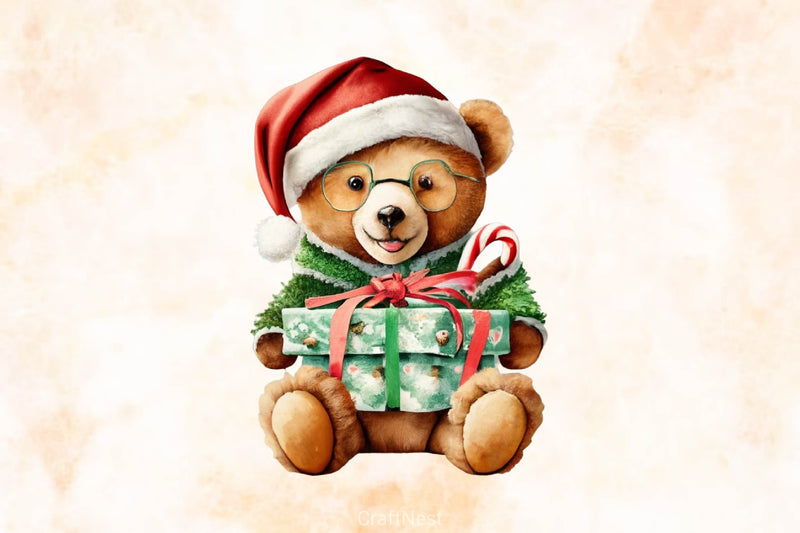 Cute Teddy Christmas Clipart Bundle - CraftNest - Digital Crafting and Art