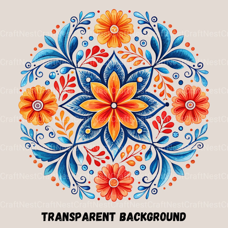 Fiesta Flowers Circle Clipart Bundle - CraftNest - Digital Crafting and Art