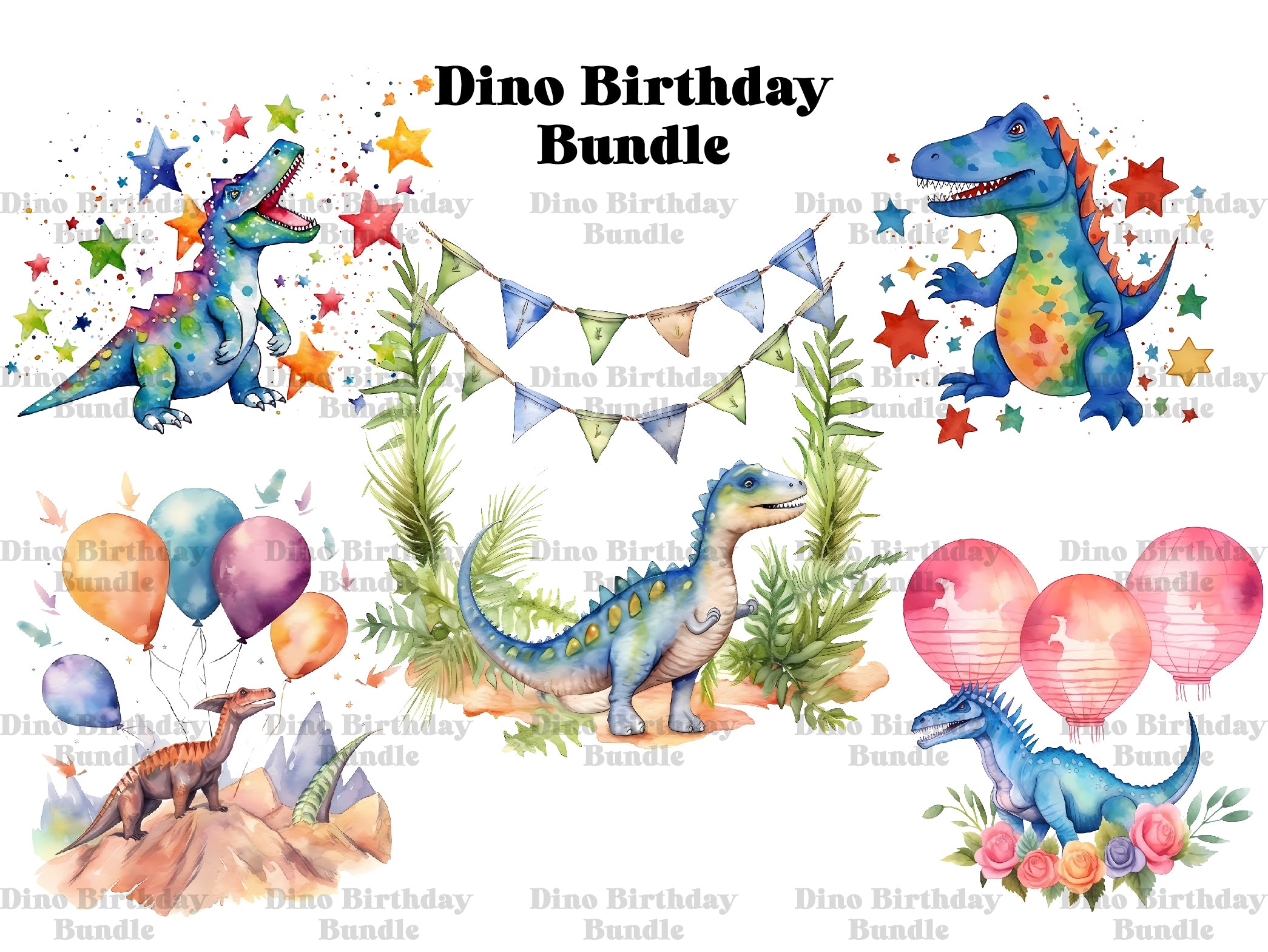 Dino Birthday Clipart - CraftNest