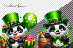 St Patricks Day Cute Panda Clipart Bundle 1 - CraftNest - Digital Crafting and Art