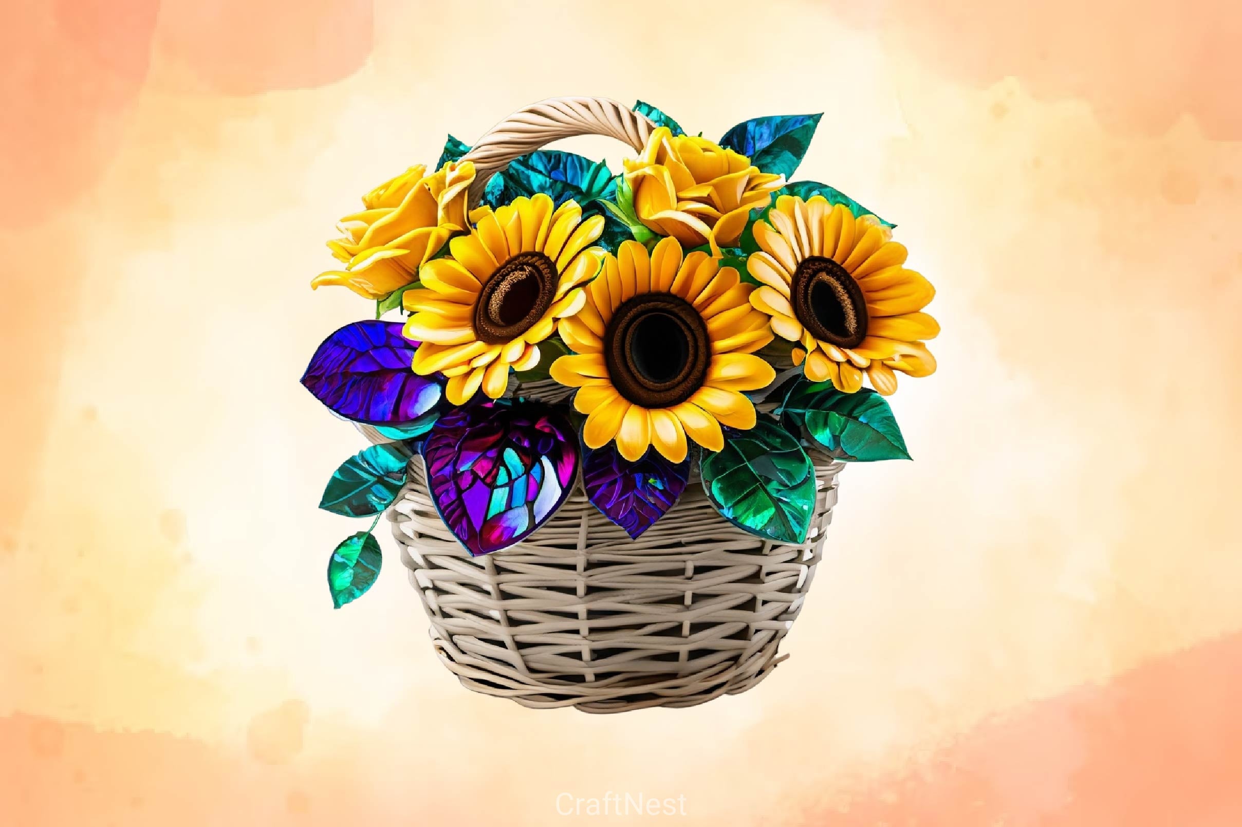 Sunflower & Roses Stained Glass Clipart Bundle - CraftNest - Digital Crafting and Art