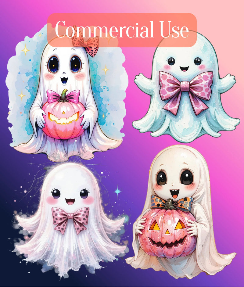Preppy Halloween Ghost Clipart Bundle - CraftNest - Digital Crafting and Art