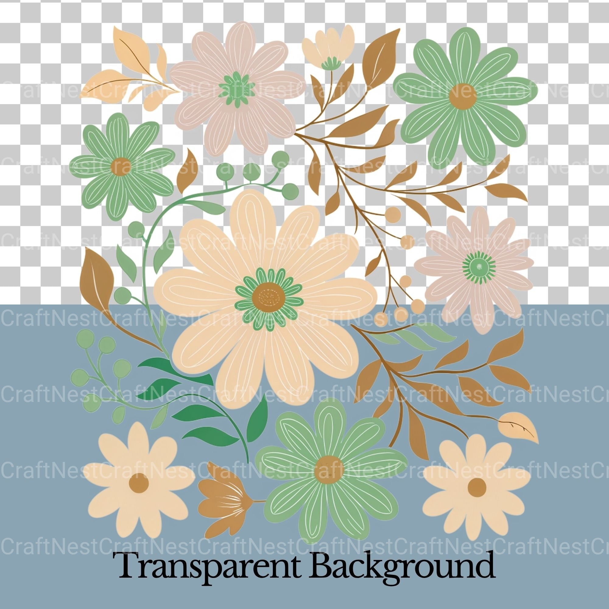 Abstract Boho Flowers Clipart Bundle - CraftNest - Digital Crafting and Art