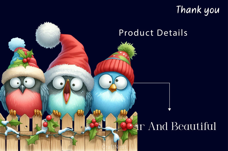 Christmas Bird On Fence Clipart Bundle 2 - CraftNest - Digital Crafting and Art