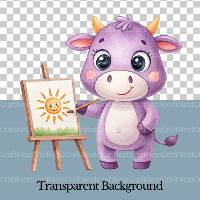 Purple Cows Clipart Bundle - CraftNest - Digital Crafting and Art