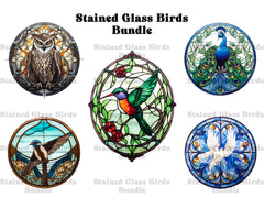 Stained Glass Birds Clipart - CraftNest