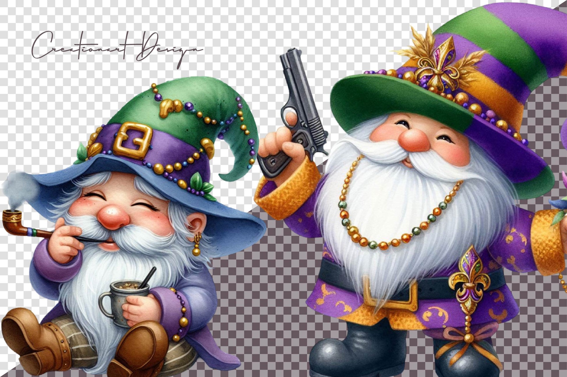 Mardi Gras Gnomes Clipart Bundle - CraftNest - Digital Crafting and Art