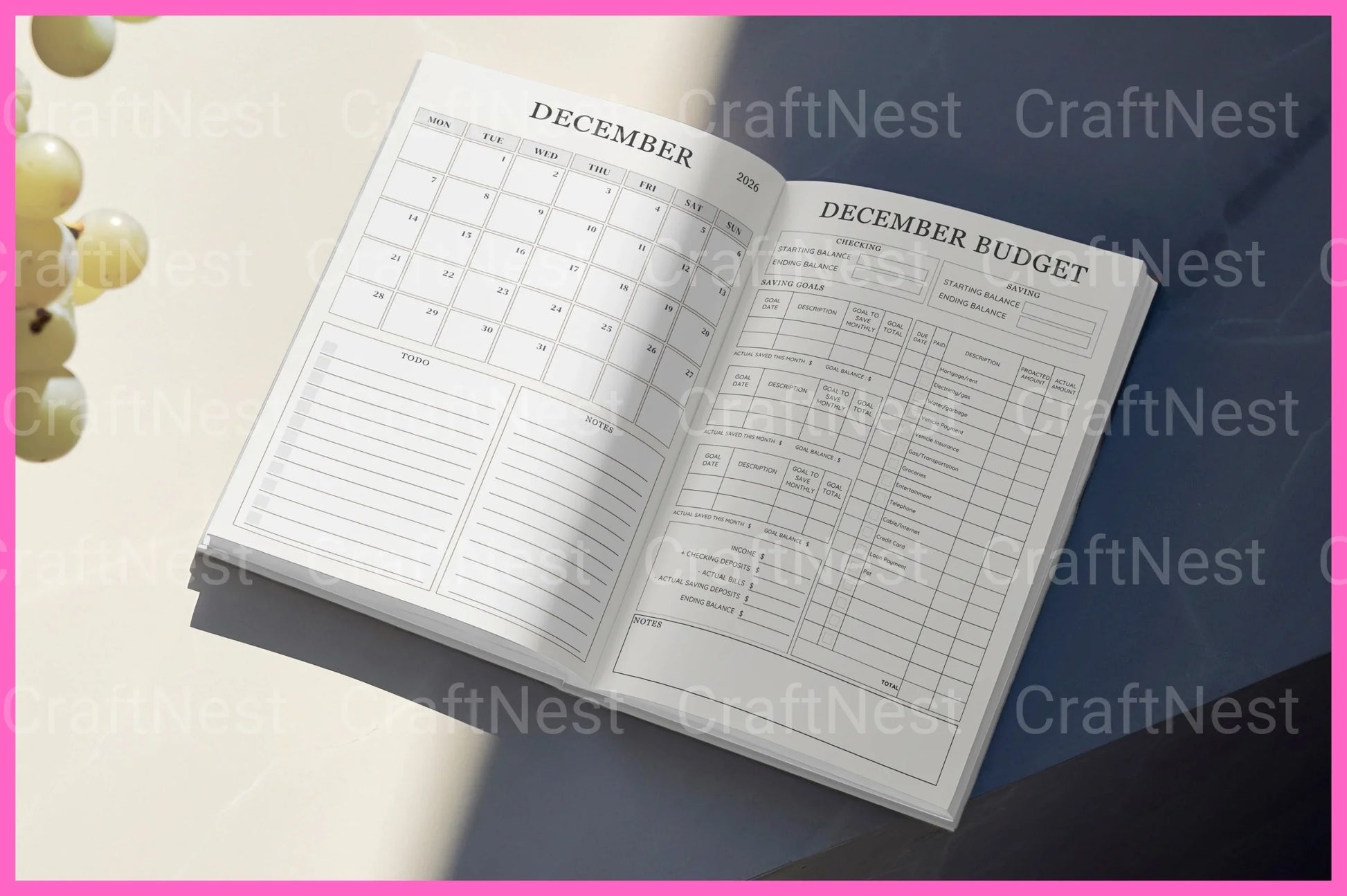 Monthly Budget Planner - CraftNest - Digital Crafting and Art