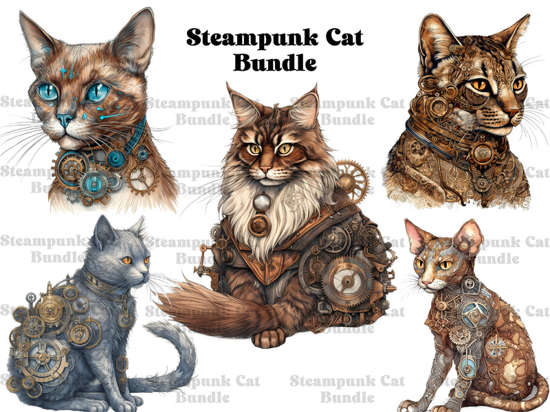 Steampunk Cats Clipart - CraftNest