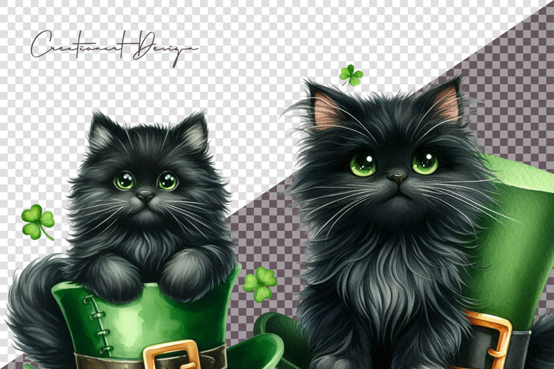 St Patrick's Black Cat Clipart Bundle - CraftNest - Digital Crafting and Art