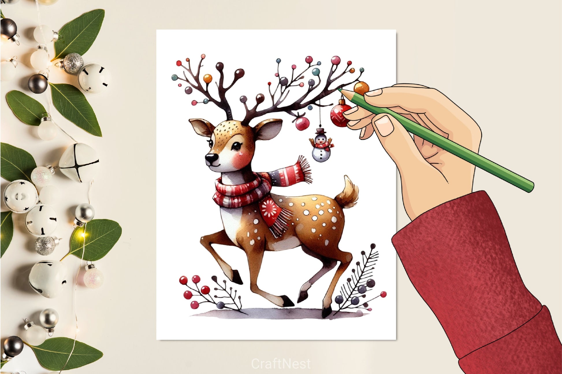 Christmas Reindeer Clipart Bundle 2 - CraftNest - Digital Crafting and Art