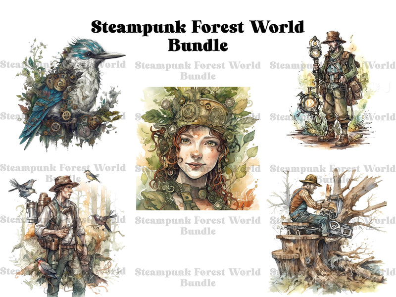 Steampunk Forest World Clipart - CraftNest