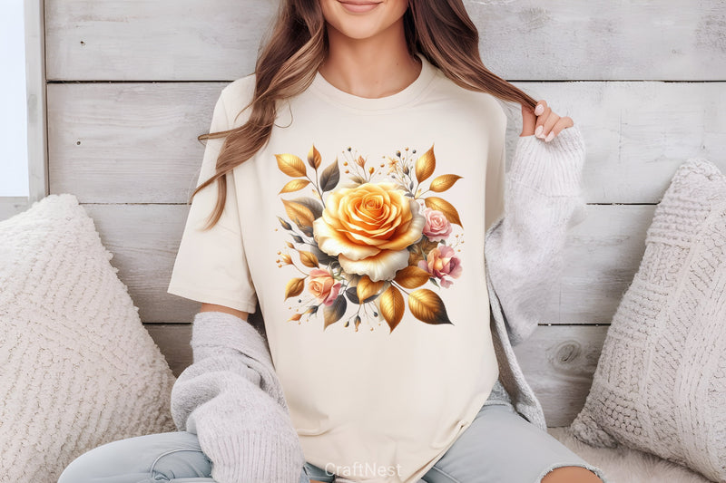 Golden Rose Clipart Bundle - CraftNest - Digital Crafting and Art