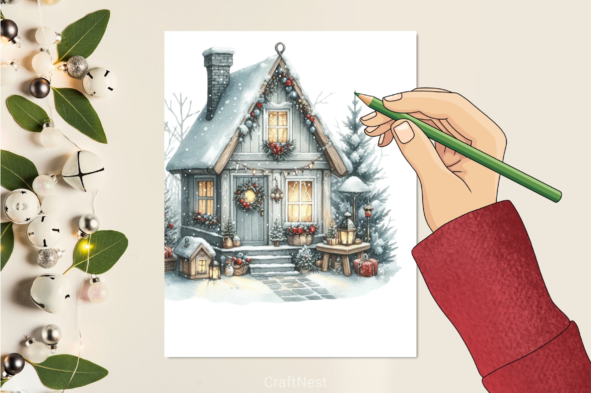 Cozy Nordic House Christmas Clipart Bundle - CraftNest - Digital Crafting and Art