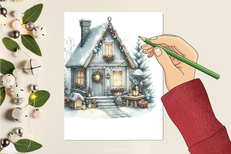 Cozy Nordic House Christmas Clipart Bundle - CraftNest - Digital Crafting and Art