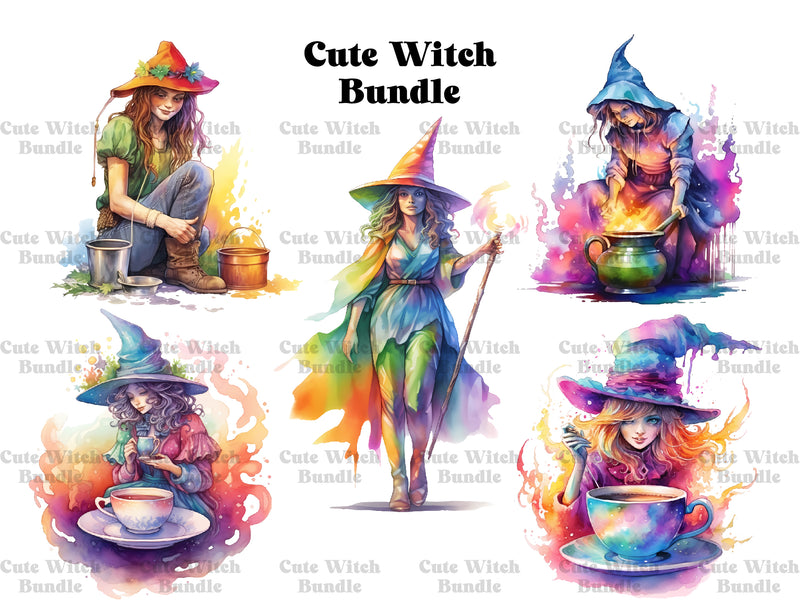 Rainbow Witches Clipart - CraftNest