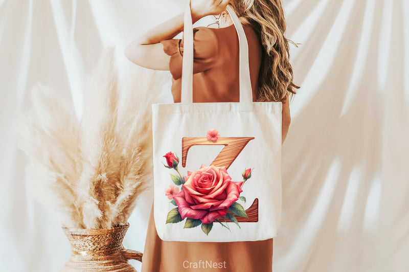 Wood Alphabet Rose Clipart Bundle 1 - CraftNest - Digital Crafting and Art