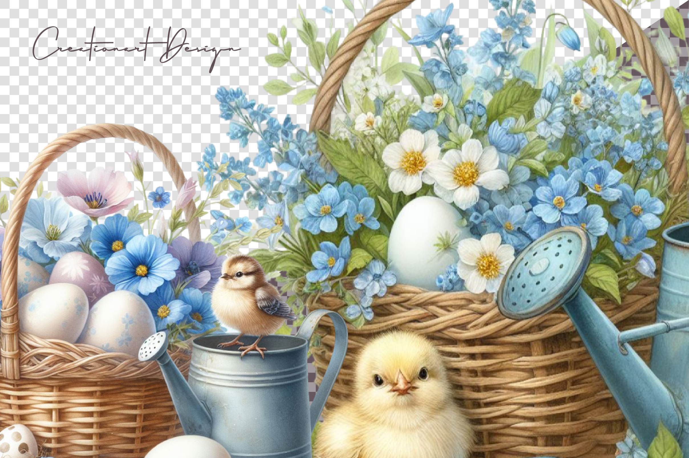 Vintage Easter Floral Basket Clipart Bundle - CraftNest - Digital Crafting and Art