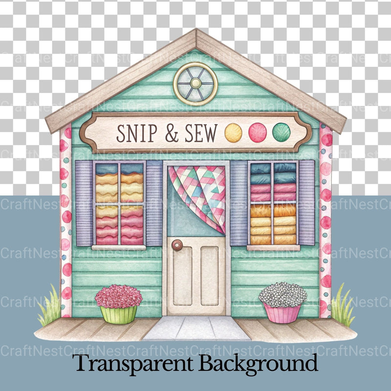 Village Shops Sewing Quilting Clipart Bundle - CraftNest - Digital Crafting and Art